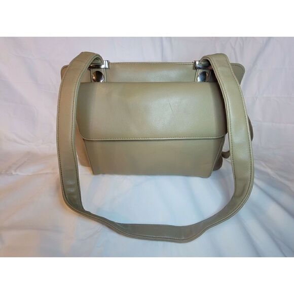 Koltov Collections Beige Organized Handbag Faux Leather Double Handles - Picture 2 of 7